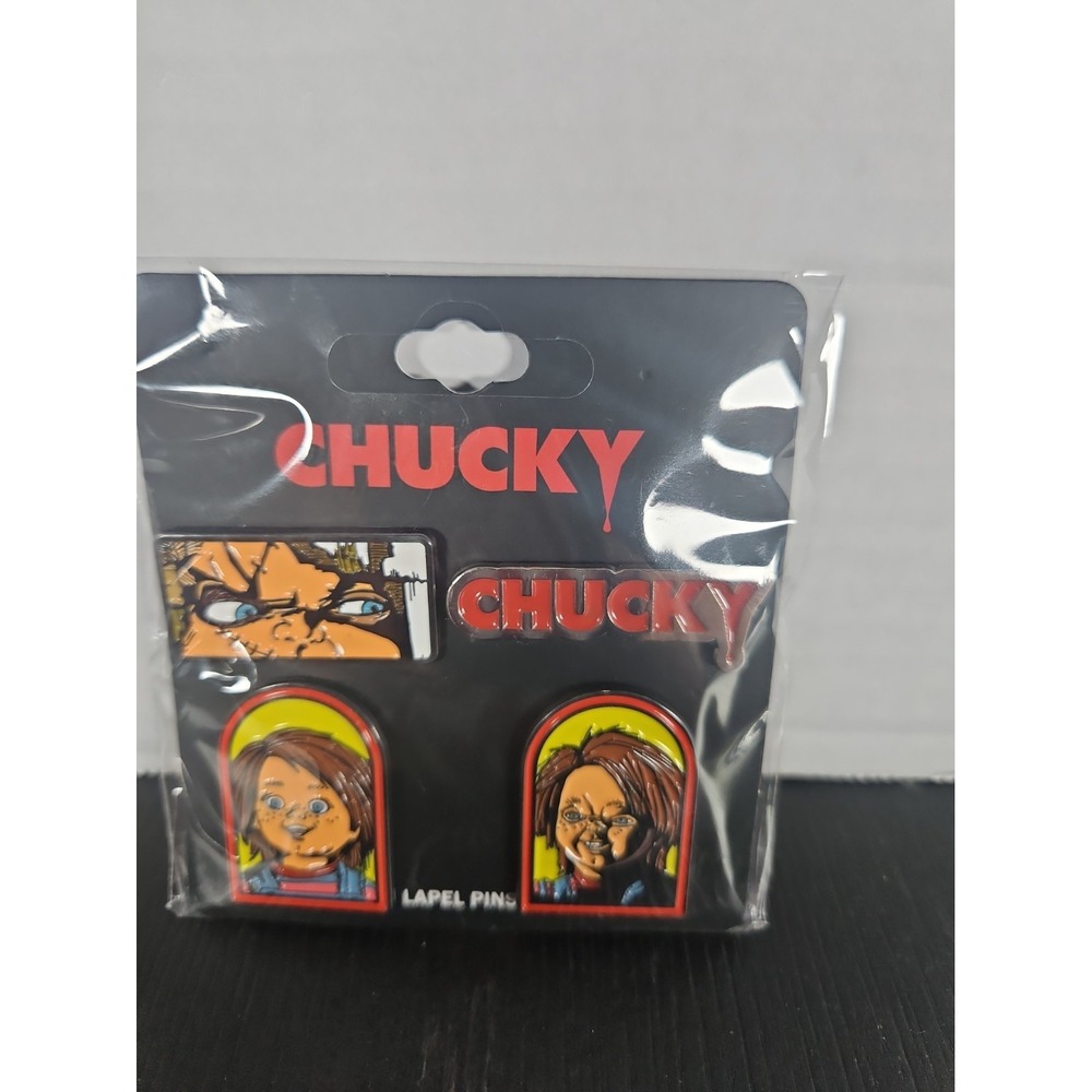 Child's Play Chucky Enamel Pin Set Of 4 Brand New Lapel  Pins Bioworld (A)